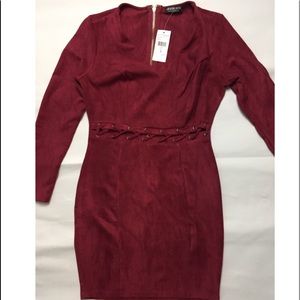 Fashion Nova Red Fitted Dress With Tags